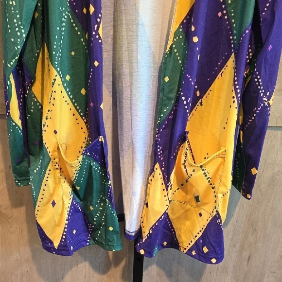 (J41)  Multicolor Geometric Cardigan Sz 2X - Picture 2 of 5